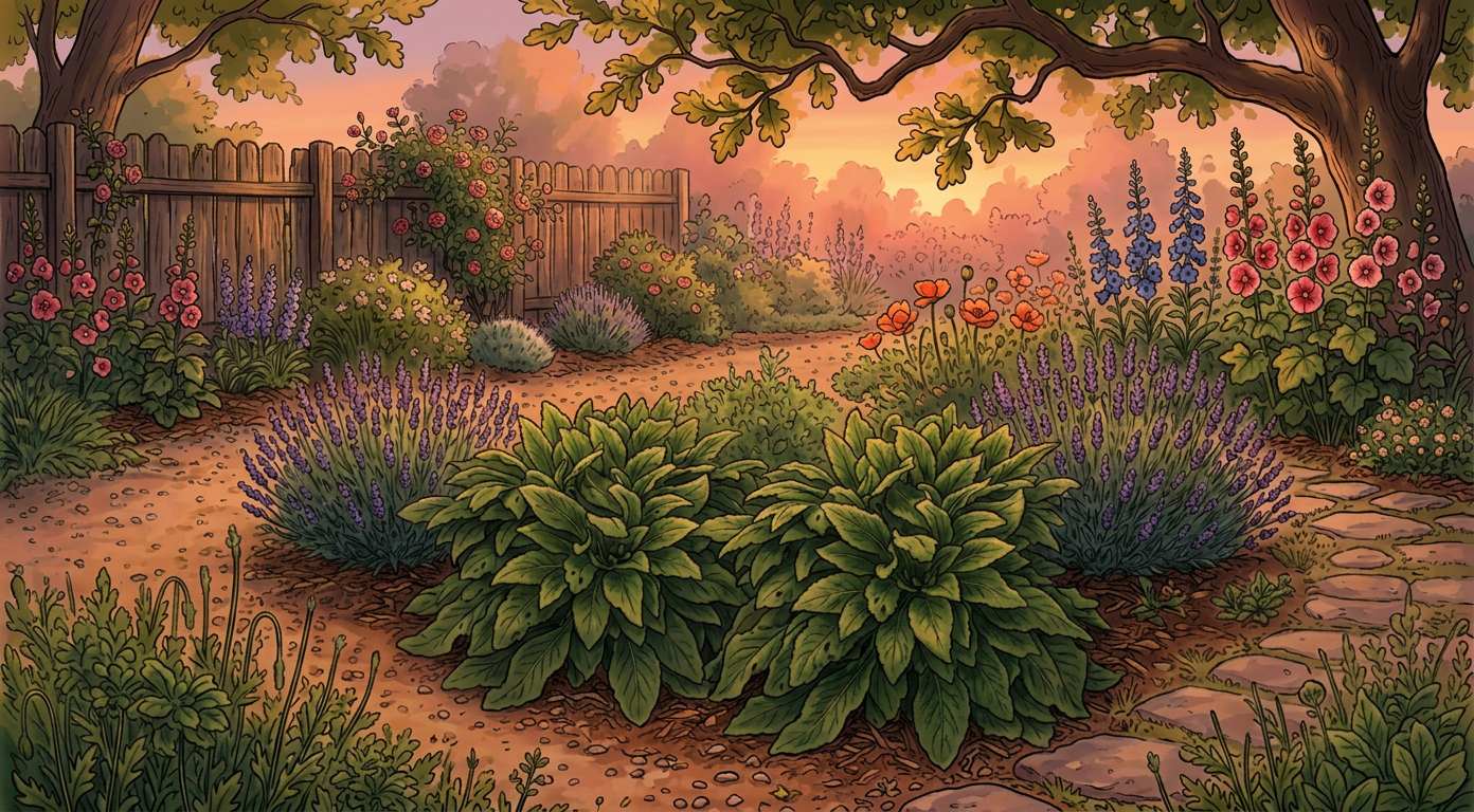 Blind blooms of Foxglove in dark privet color