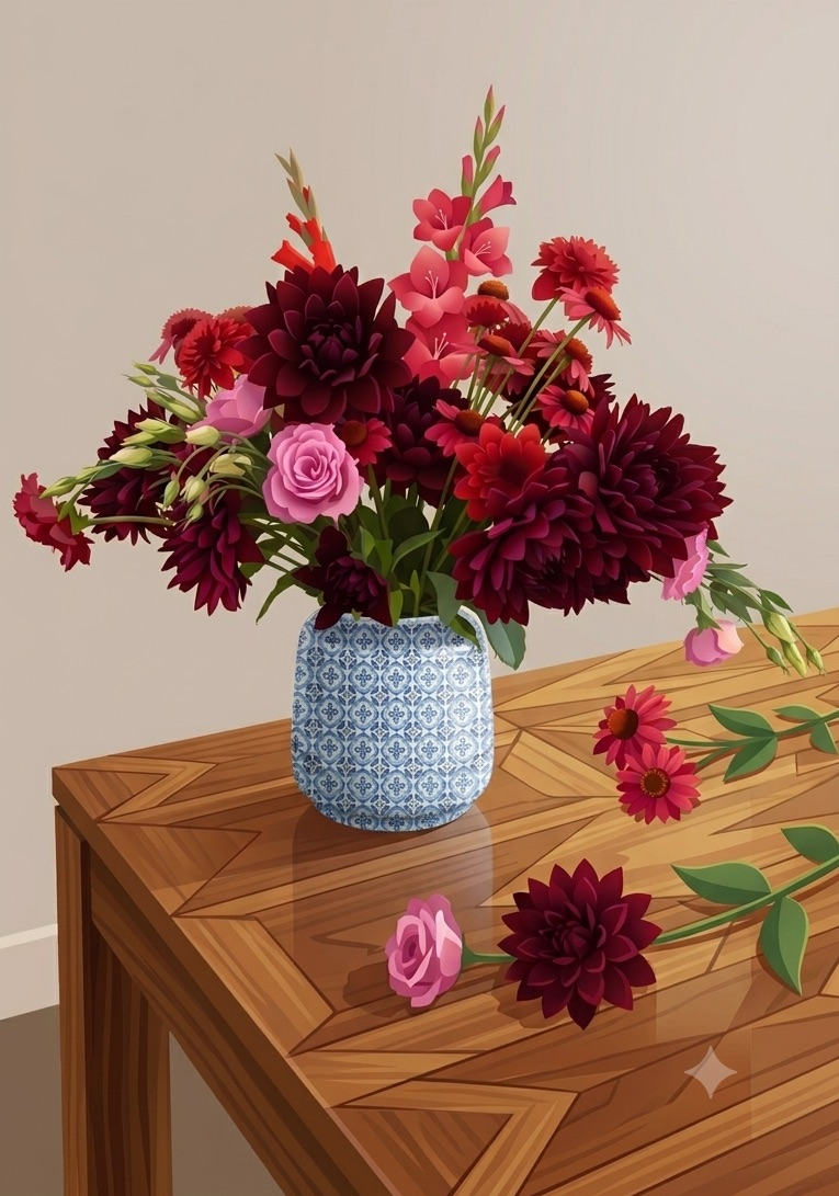 A bouquet cut from the garden